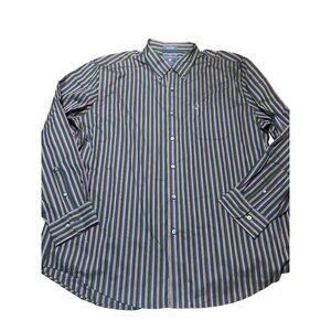 Saddlebred Wrinkle Free Button Down Shirt Striped Blue Black Red Gray Sz XXL NWT